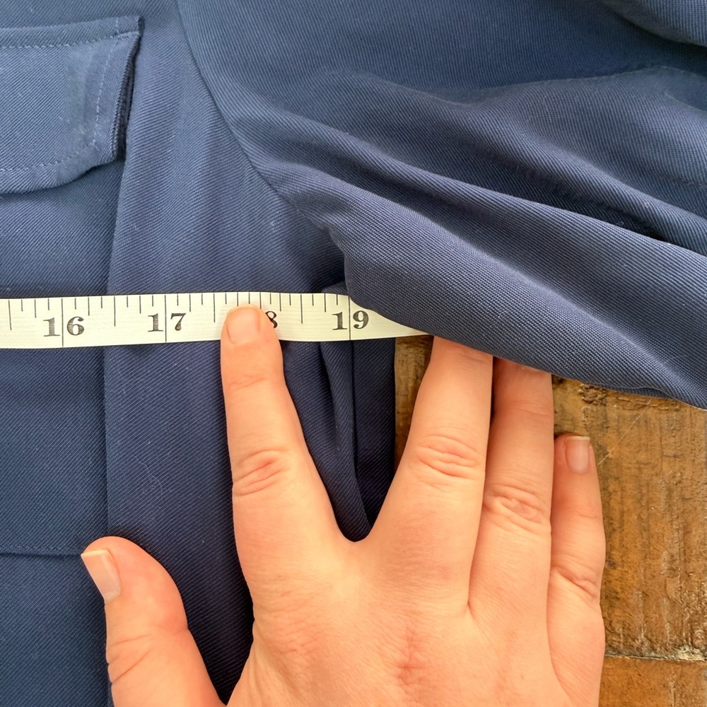NWT Lands’ End Navy Button Front Midi Dress‎ Tie Waist Puff Sleeve Classic - Picture 12 of 13